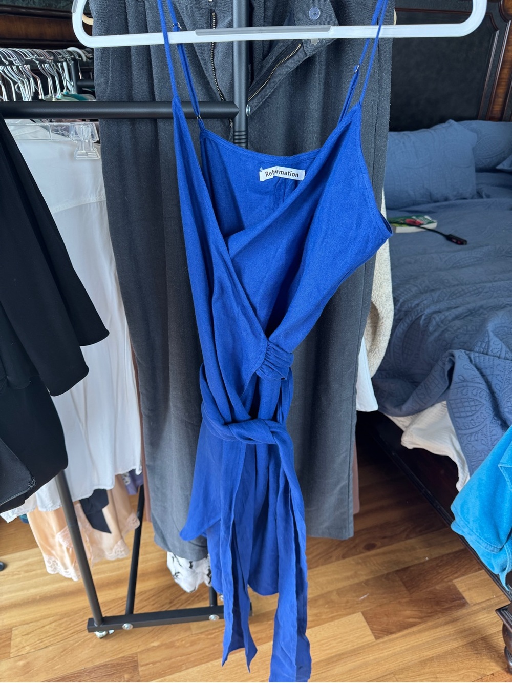 Reformation Linen Wrap High-Low Dress